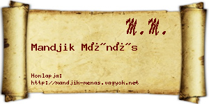 Mandjik Ménás névjegykártya